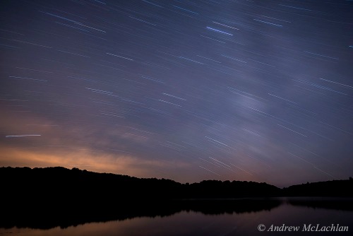 Star Trails Above Horseshoe Lake near Parry Sound, Ontario Nikon D800, Nikon 18-35mm lens @ 18mm ISO 125, f4 @ 30 minutes